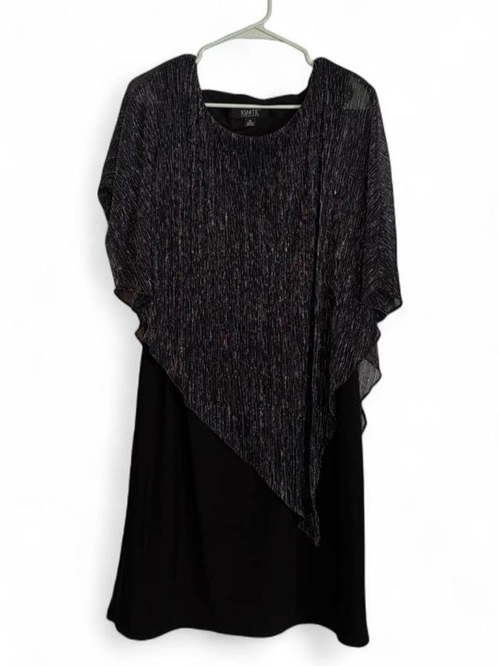 Ignite evenings Asymmetrical Black Dress with Shimmer Overlay